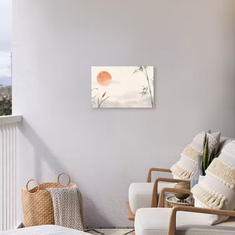 Minimalistisch - Bamboe - Groen Tuinposter op houten frame 2 cm dik klein -sfeer1