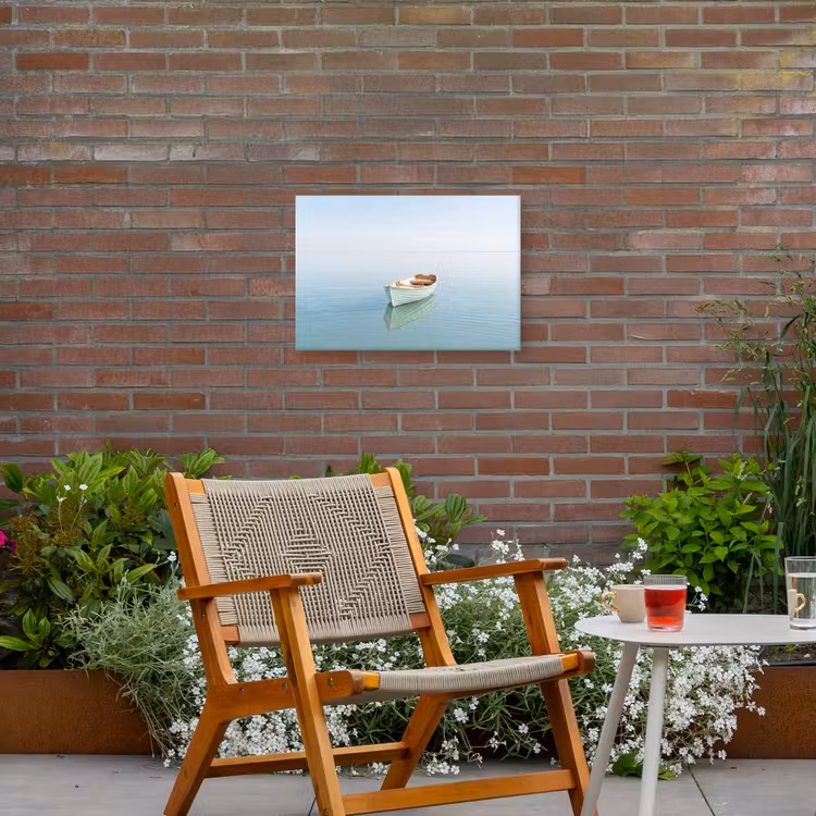 Minimalistisch - Boot - Zee Tuinposter op houten frame 2 cm dik klein -sfeer3