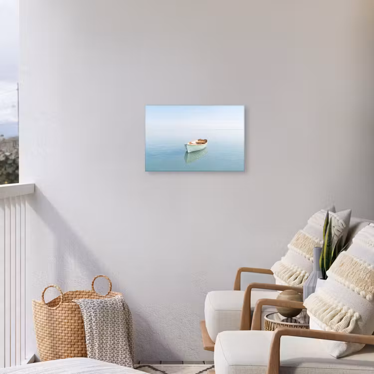 Minimalistisch - Boot - Zee Tuinposter op houten frame 2 cm dik klein -sfeer1