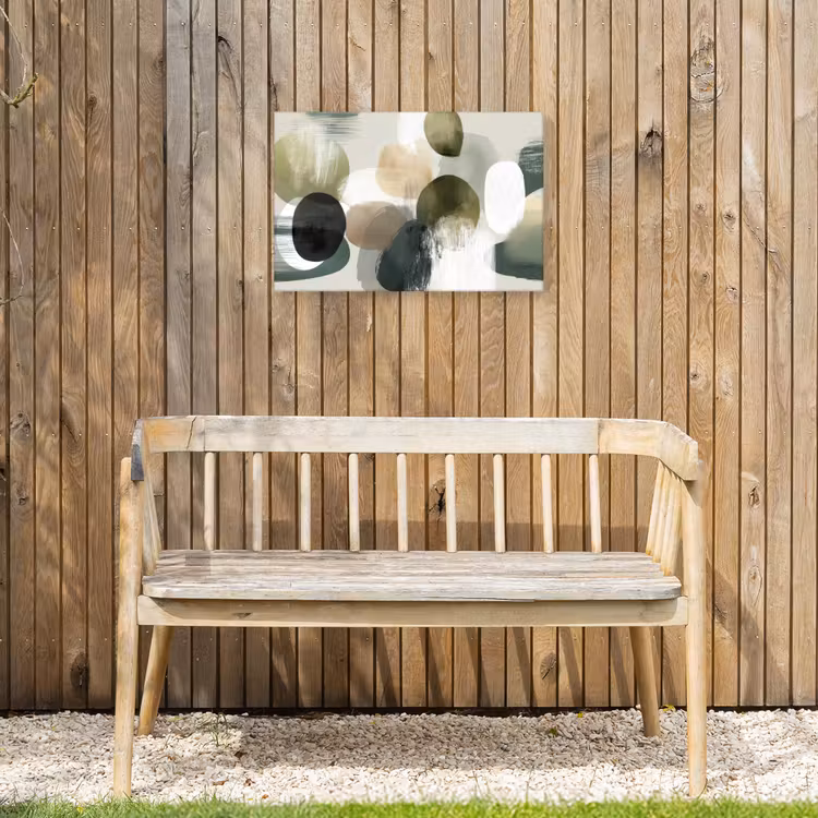 Minimalistisch - Cirkels - Penseelstreken - Beige Tuinposter op houten frame 2 cm dik klein -sfeer4