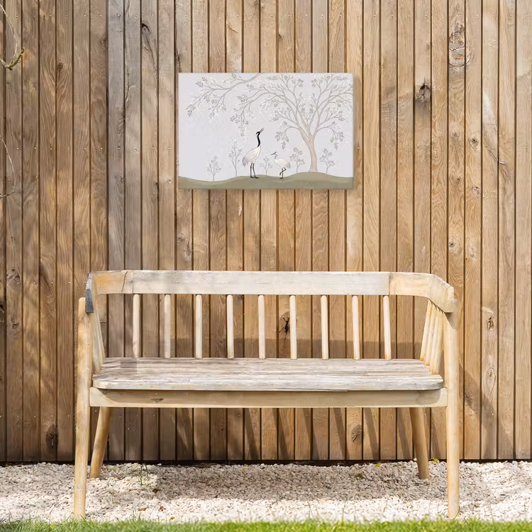 Minimalistisch - Kraanvogels - Blauw Tuinposter op houten frame 2 cm dik klein -sfeer4