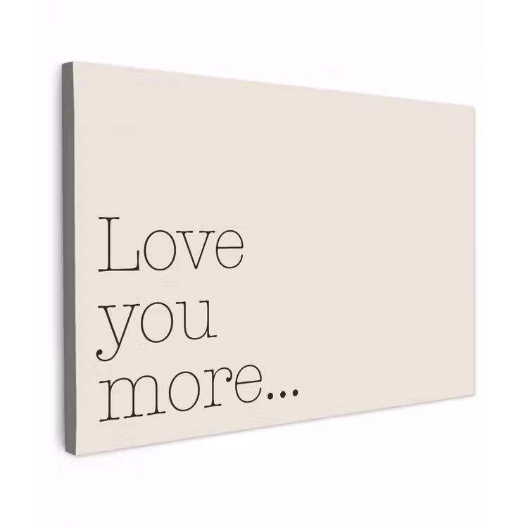 Minimalistisch - Love - Beige Tuinposter op houten frame 2 cm dik klein -3d