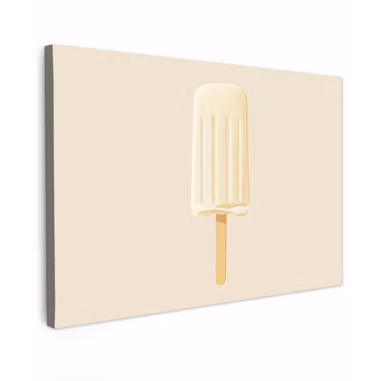 Minimalistisch - Waterijsje - Stokje - Beige Tuinposter op houten frame 2 cm dik klein -3d