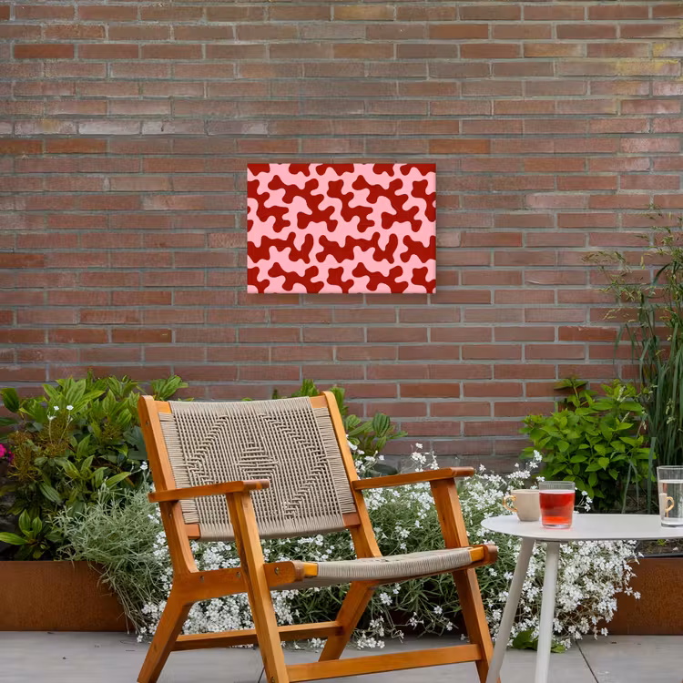 Modern - Abstract - Rood Tuinposter op houten frame 2 cm dik klein 845 -sfeer3