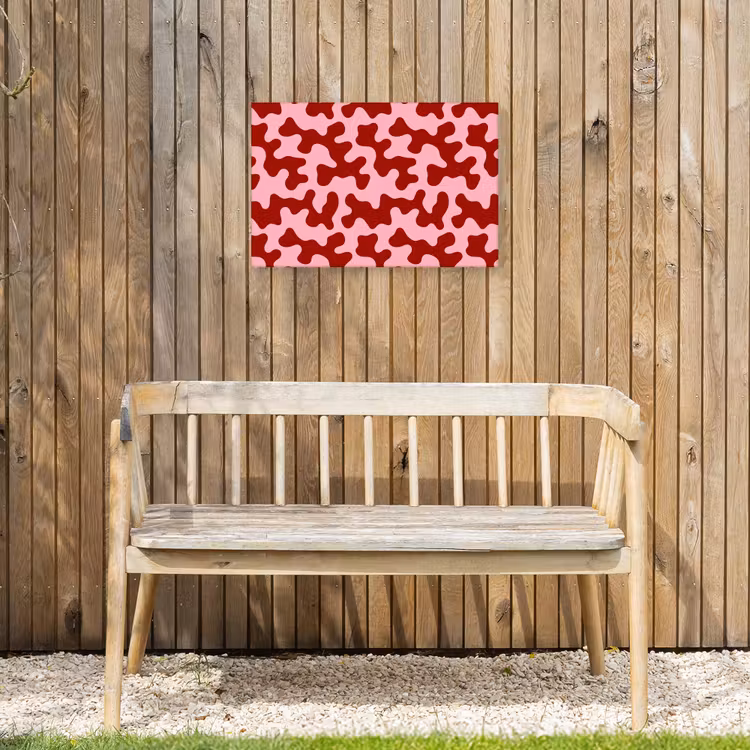 Modern - Abstract - Rood Tuinposter op houten frame 2 cm dik klein 845 -sfeer4