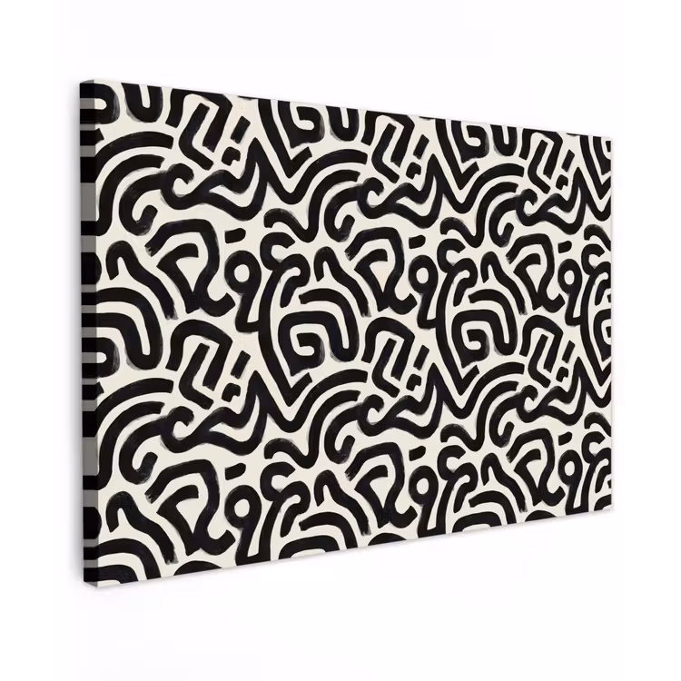Modern - Abstract - Zwart Tuinposter op houten frame 2 cm dik klein 845 -3d