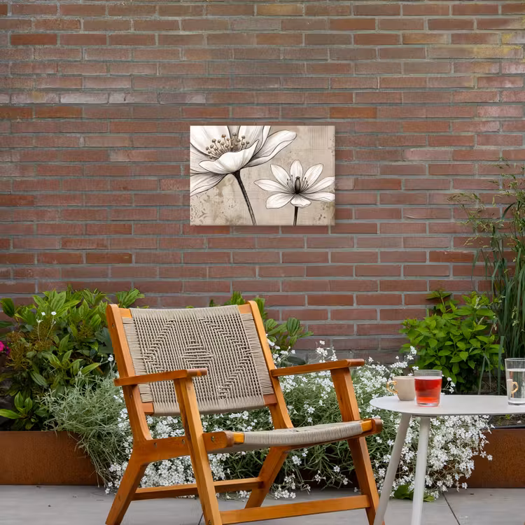 Modern - Design - Wit Tuinposter op houten frame 2 cm dik klein -sfeer3