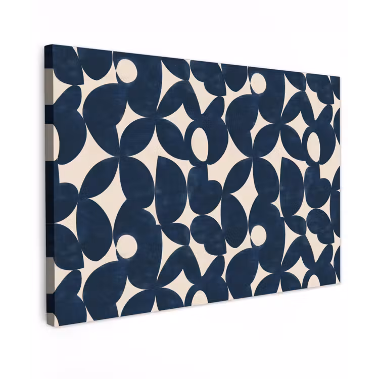 Modern - Geometrisch - Blauw Tuinposter op houten frame 2 cm dik klein 845 -3d