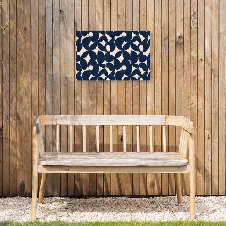 Modern - Geometrisch - Blauw Tuinposter op houten frame 2 cm dik klein 845 -sfeer4