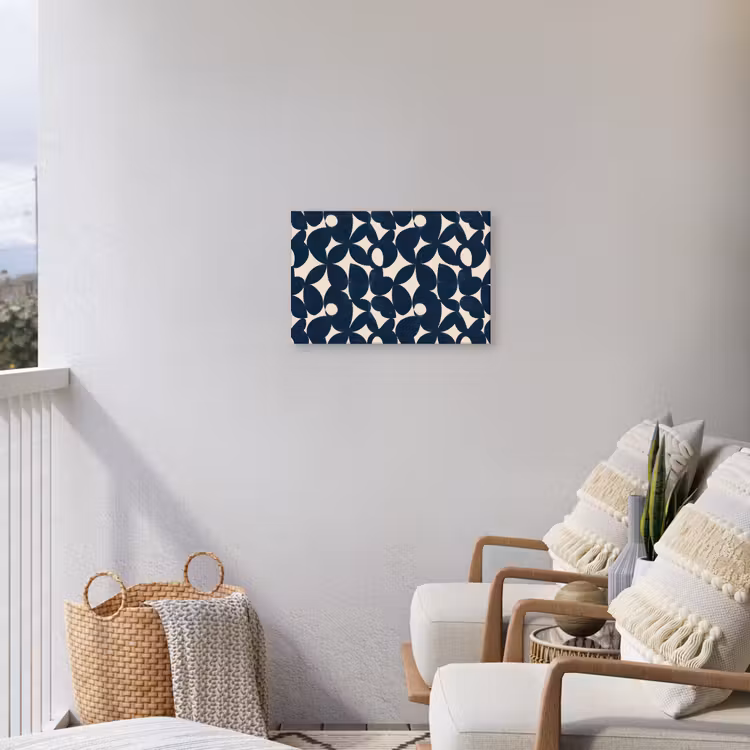 Modern - Geometrisch - Blauw Tuinposter op houten frame 2 cm dik klein 845 -sfeer1