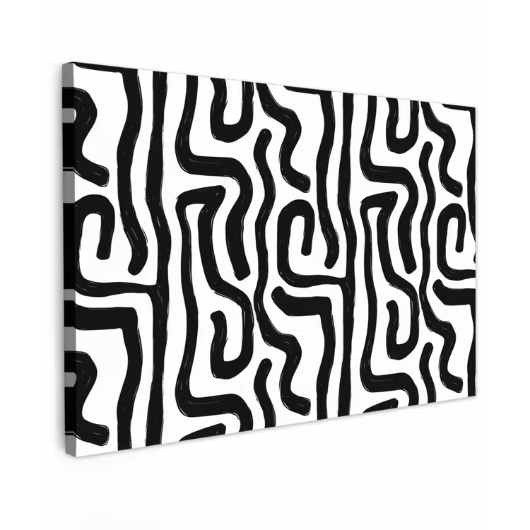 Modern - Lijnen - Zwart Tuinposter op houten frame 2 cm dik klein 845 -3d