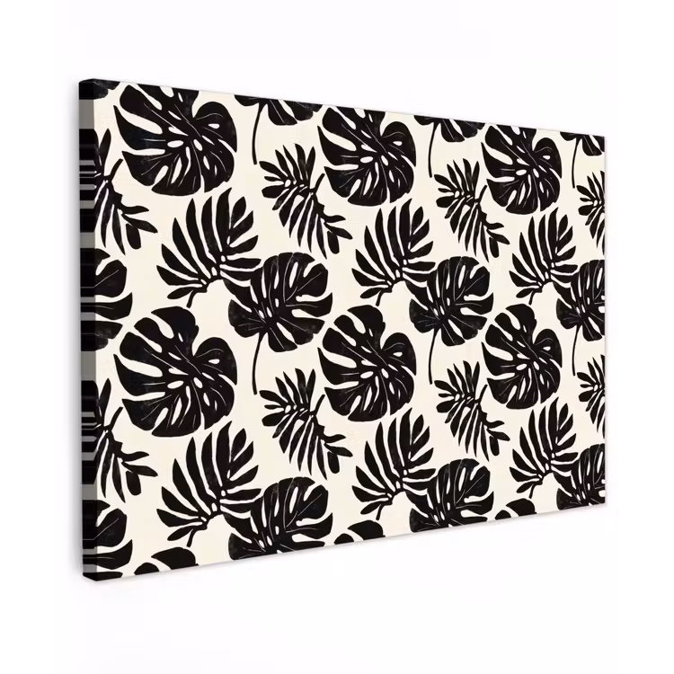 Modern - Monstera - Zwart Tuinposter op houten frame 2 cm dik klein 845 -3d