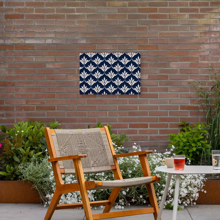 Modern - Ontwerp - Blauw Tuinposter op houten frame 2 cm dik klein 845 -sfeer3