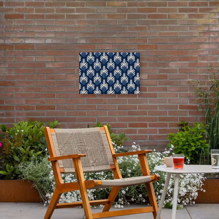 Modern - Patroon - Blauw Tuinposter op houten frame 2 cm dik klein 845 -sfeer3