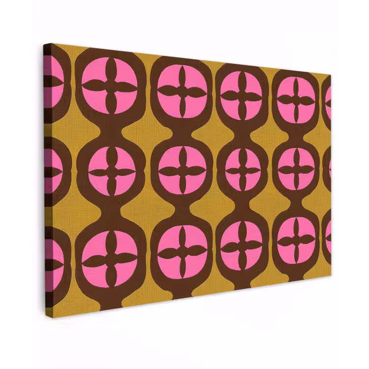 Modern - Patroon - Roze Tuinposter op houten frame 2 cm dik klein 845 -3d