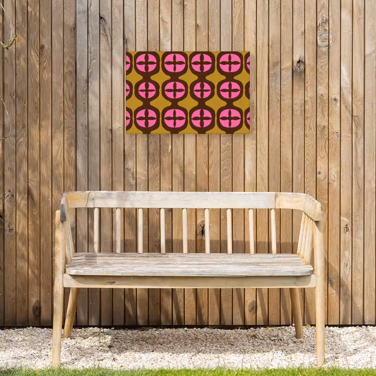 Modern - Patroon - Roze Tuinposter op houten frame 2 cm dik klein 845 -sfeer4