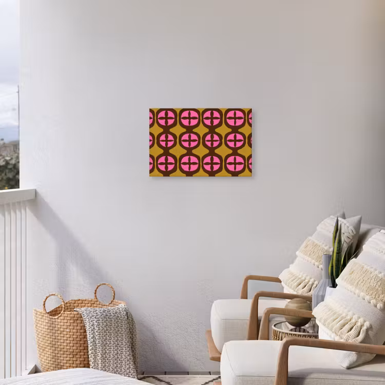 Modern - Patroon - Roze Tuinposter op houten frame 2 cm dik klein 845 -sfeer1