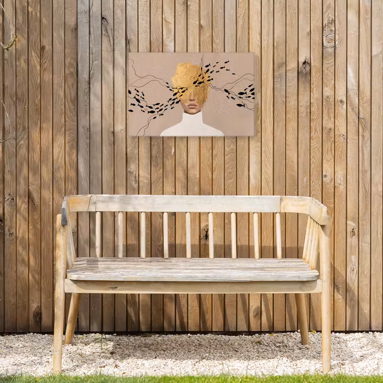 Modern - Vrouw - Goud Tuinposter op houten frame 2 cm dik klein -sfeer4