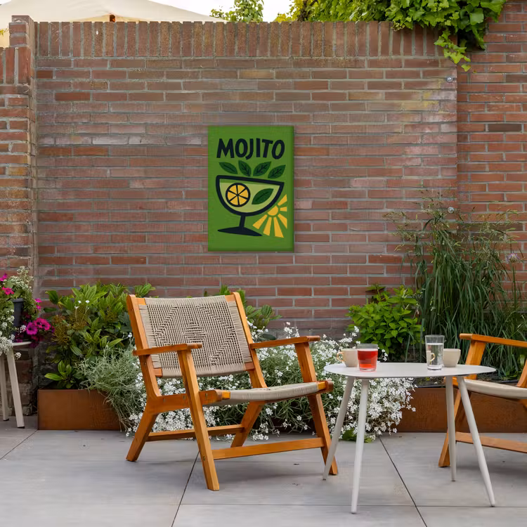 Mojito - Cocktail - Citroen - Groen Tuinposter op houten frame 2 cm dik klein -sfeer3