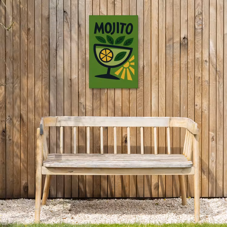 Mojito - Cocktail - Citroen - Groen Tuinposter op houten frame 2 cm dik klein -sfeer4