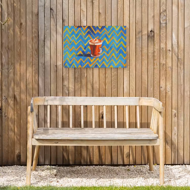Mok - Koffie - Zigzag - Slagroom Tuinposter op houten frame 2 cm dik klein -sfeer4