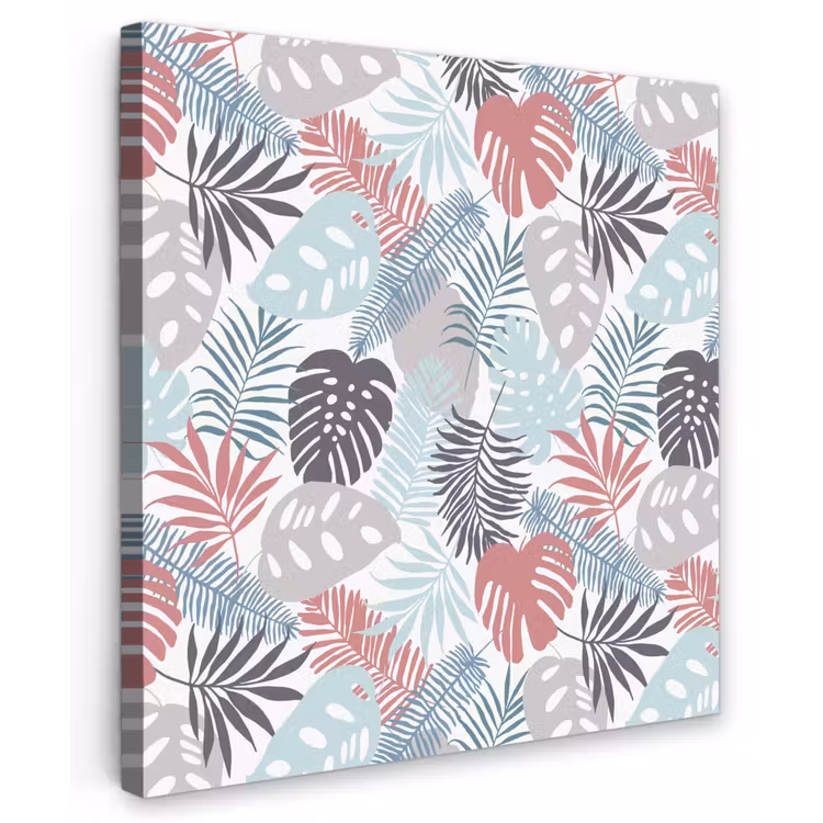 Monstera - Pastel - Bladeren - Tropical Tuinposter op houten frame 2 cm dik middel -3d