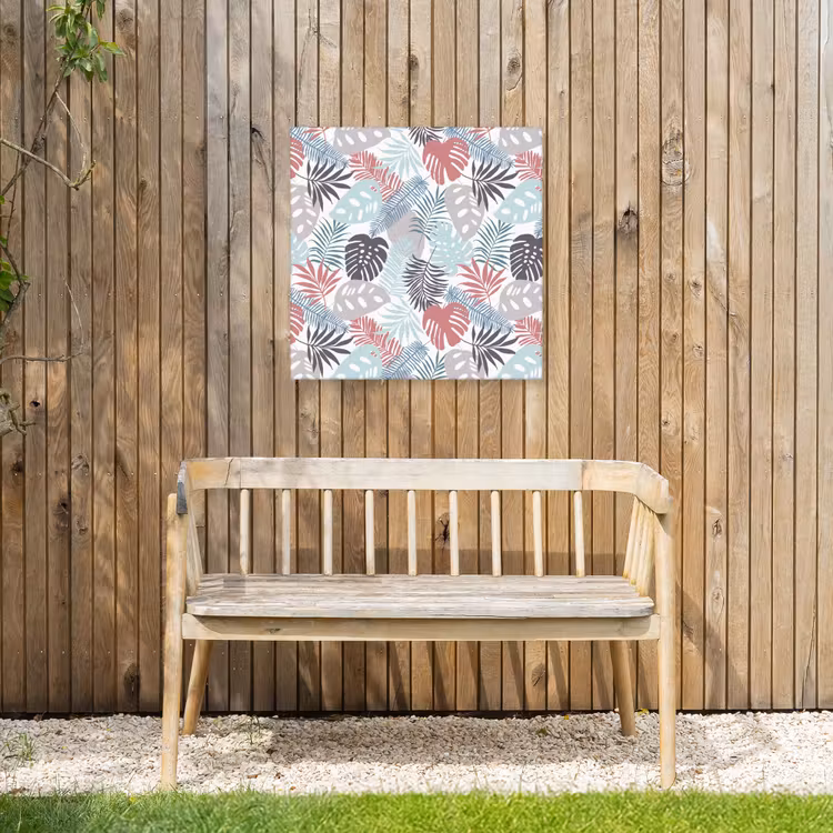 Monstera - Pastel - Bladeren - Tropical Tuinposter op houten frame 2 cm dik middel -sfeer4