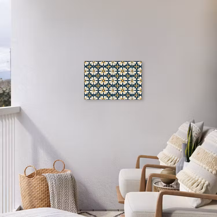 Motief - Tegel - Okergeel Tuinposter op houten frame 2 cm dik klein 845 -sfeer1
