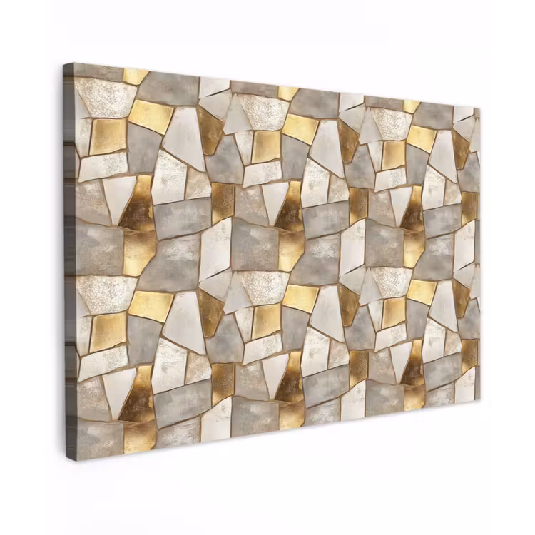 Mozaïek - Marmer - Goud Tuinposter op houten frame 2 cm dik klein 845 -3d