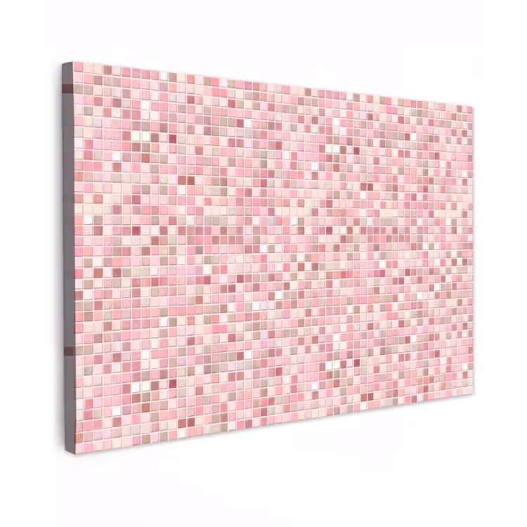 Mozaïek - Patroon - Roze Tuinposter op houten frame 2 cm dik klein 845 -3d