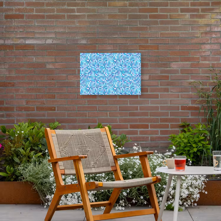 Mozaïek - Patroon - Turquoise Tuinposter op houten frame 2 cm dik klein 845 -sfeer3