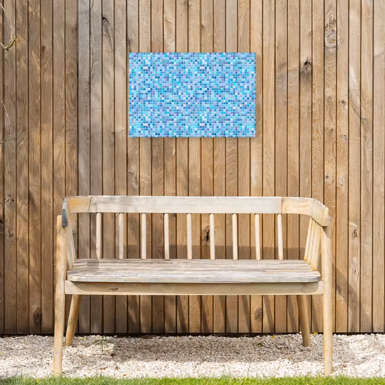 Mozaïek - Patroon - Turquoise Tuinposter op houten frame 2 cm dik klein 845 -sfeer4