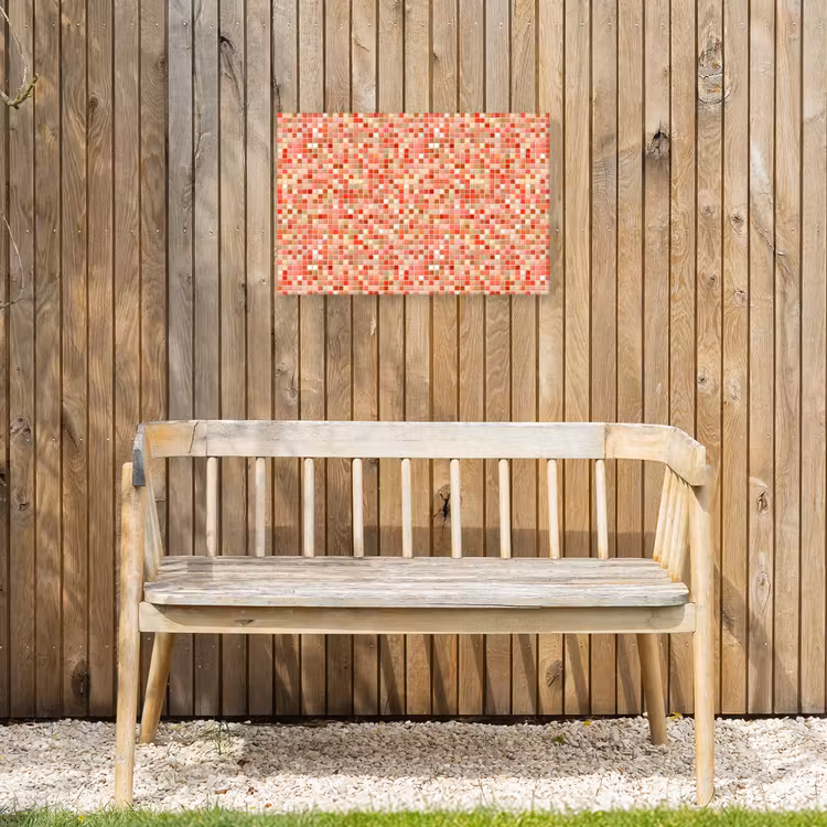 Mozaïek - Tegel - Patroon - Kleurrijk Tuinposter op houten frame 2 cm dik klein 845 -sfeer4
