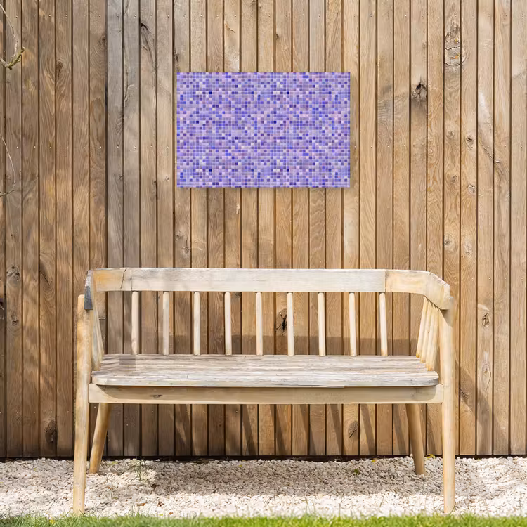 Mozaïek - Tegels - Lila - Amethist Tuinposter op houten frame 2 cm dik klein 845 -sfeer4