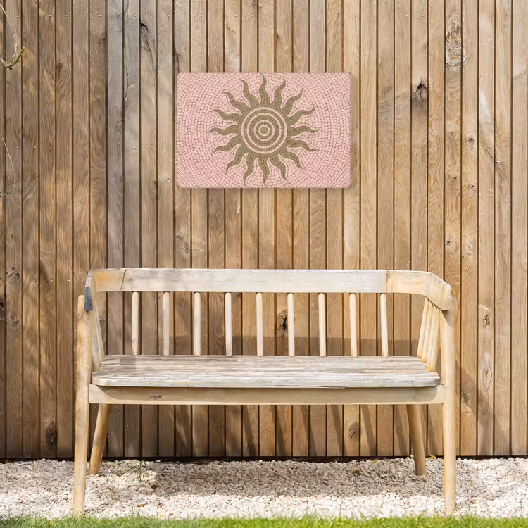 Mozaïek - Zon - Patroon - Klassiek - Roze Tuinposter op houten frame 2 cm dik klein -sfeer4