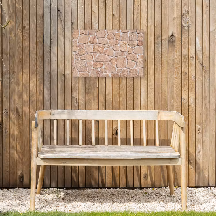 Muur - Steen - Patroon - Rustiek - Beige Tuinposter op houten frame 2 cm dik klein -sfeer4
