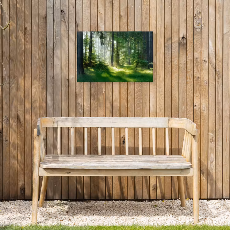 Natuur - Bomen - Bos - Groen - Zon - Gras - Planten Tuinposter op houten frame 2 cm dik klein -sfeer4