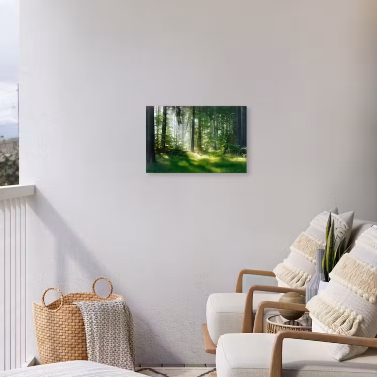 Natuur - Bomen - Bos - Groen - Zon - Gras - Planten Tuinposter op houten frame 2 cm dik klein -sfeer1