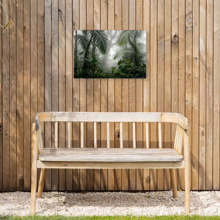 Natuur - Jungle - Mist - Tropisch - Groen Tuinposter op houten frame 2 cm dik klein -sfeer4