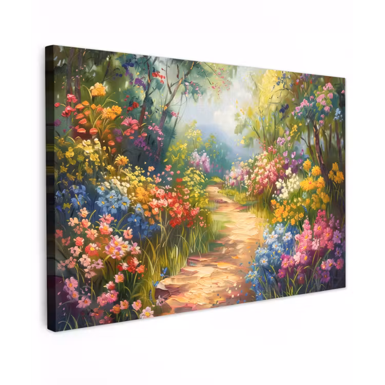 Natuur - Landschap - Bloemen - Kleurrijk Tuinposter op houten frame 2 cm dik klein -3d