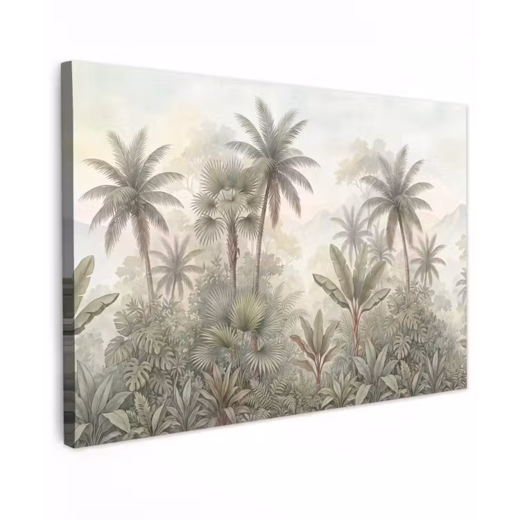 Natuur - Tropisch bos - Landschap - Aquarel - Groen Tuinposter op houten frame 2 cm dik klein -3d