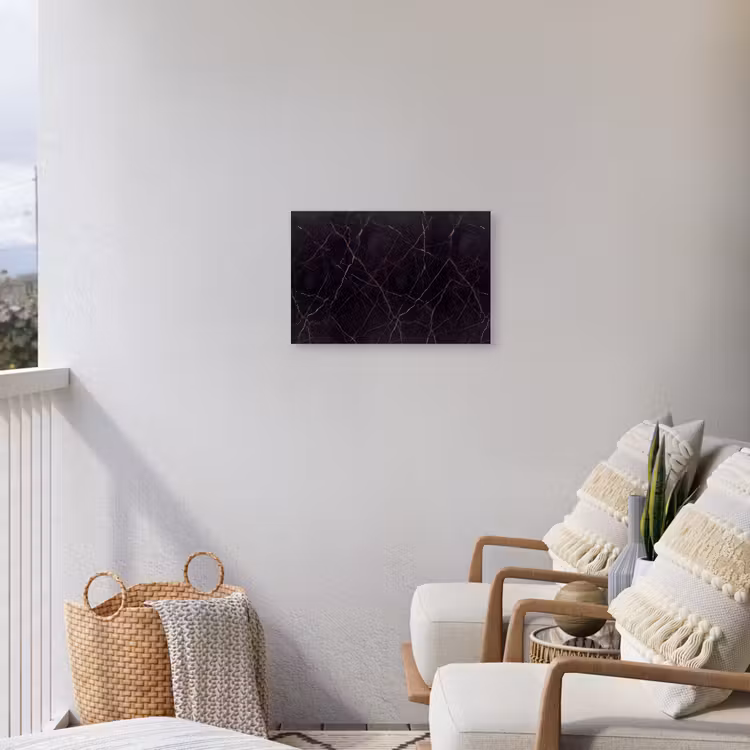Natuursteen - Marmerpatroon - Abstract - Modern - Zwart - Goud Tuinposter op houten frame 2 cm dik klein -sfeer1