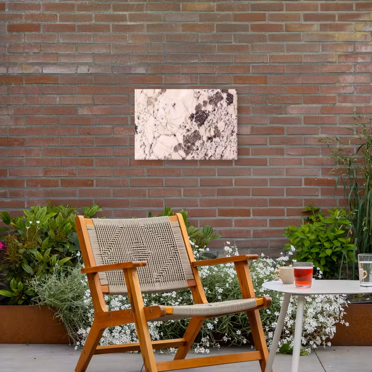 Natuursteen - Patroon - Abstract - Beige - Grijs Tuinposter op houten frame 2 cm dik klein -sfeer3
