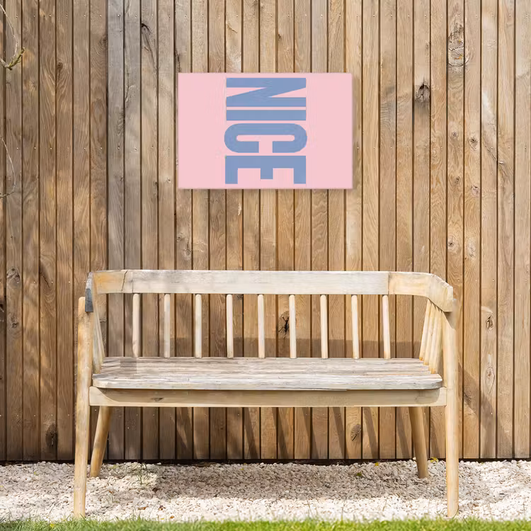 Nice - Paars - Roze Tuinposter op houten frame 2 cm dik klein -sfeer4
