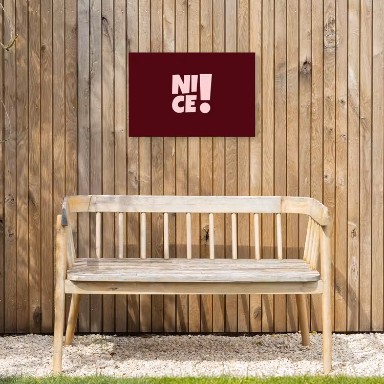 Nice - Uitroepteken - Rood Tuinposter op houten frame 2 cm dik klein -sfeer4