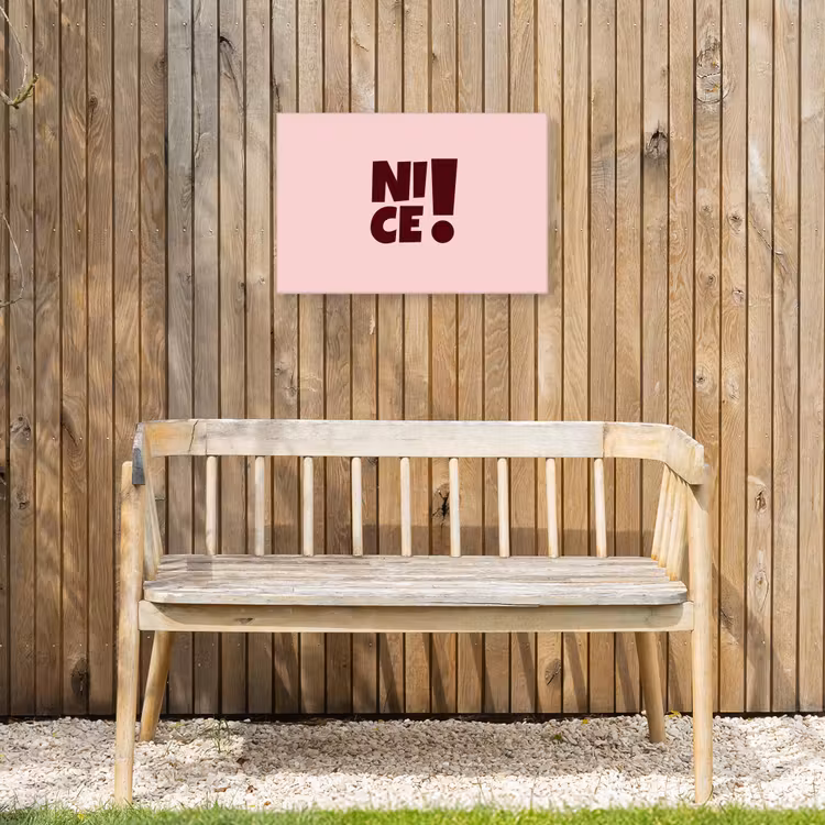 Nice - Uitroepteken - Roze Tuinposter op houten frame 2 cm dik klein -sfeer4
