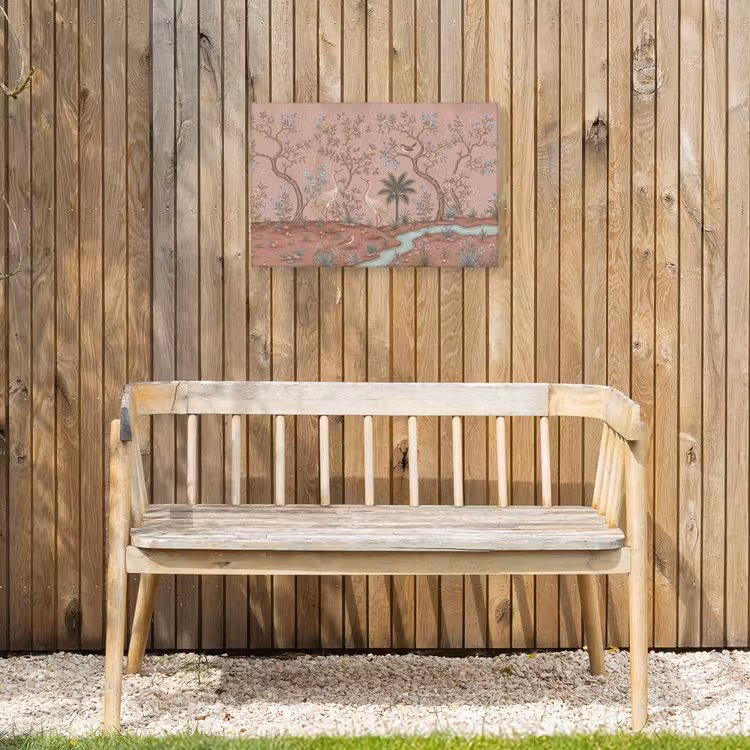 Nostalgisch - Reigers - Roze Tuinposter op houten frame 2 cm dik klein -sfeer4