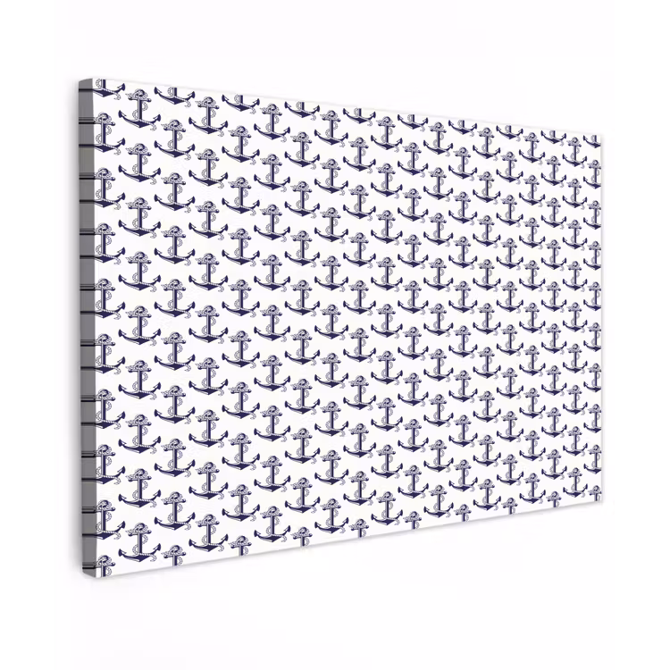 Oceaan - Anker - Blauw - Wit Tuinposter op houten frame 2 cm dik klein 845 -3d