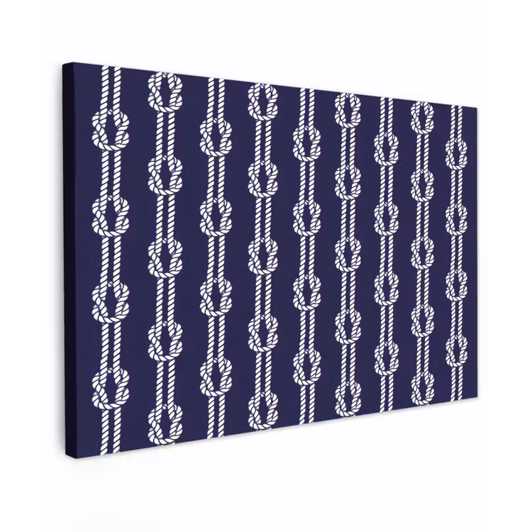 Oceaan - Touw - Blauw - Wit Tuinposter op houten frame 2 cm dik klein 845 -3d