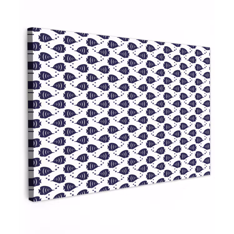 Oceaan - Vis - Blauw - Wit Tuinposter op houten frame 2 cm dik klein 845 -3d